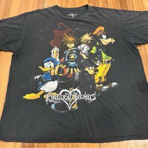 ✨ Kingdom Hearts Graphic T-Shirt XL Disney Mad Engine Black Faded Gamer Tee 🎮